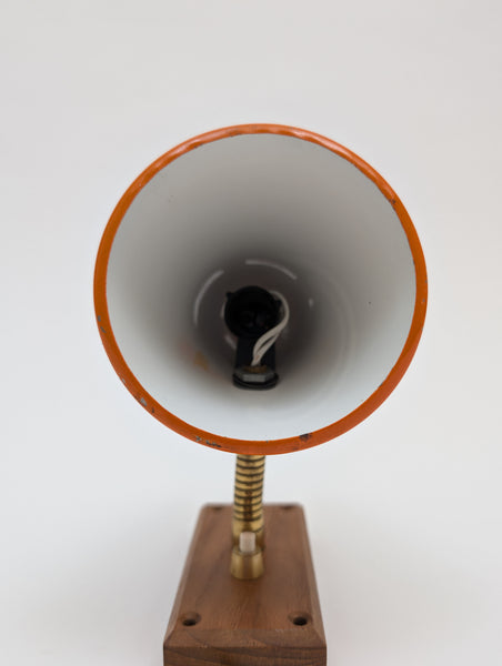 1960's Danish Mid-Century Modern Orange Metal Cone Wall Sconce