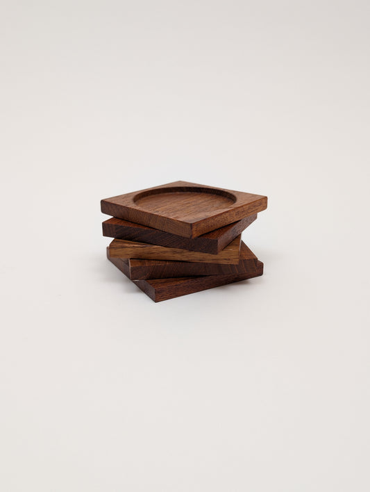 1960s Mid-Century Danish Modern Teak Coaster Set of 5