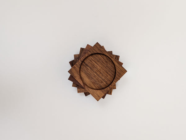 1960s Mid-Century Danish Modern Teak Coaster Set of 5