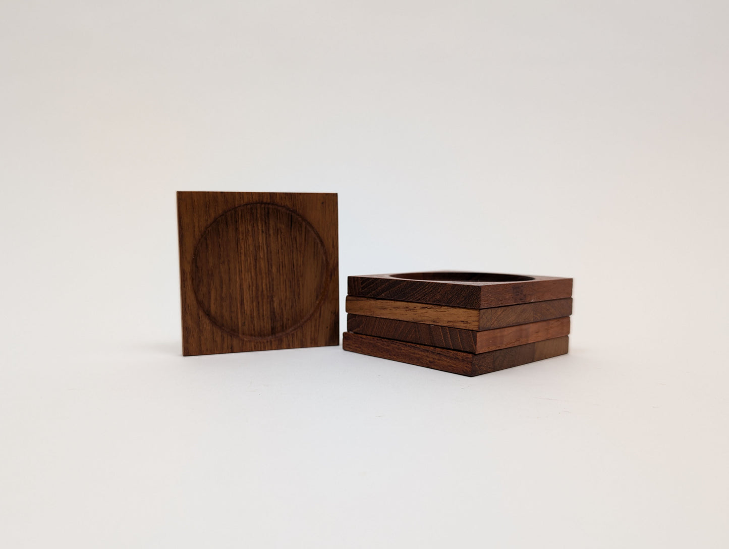 1960s Mid-Century Danish Modern Teak Coaster Set of 5