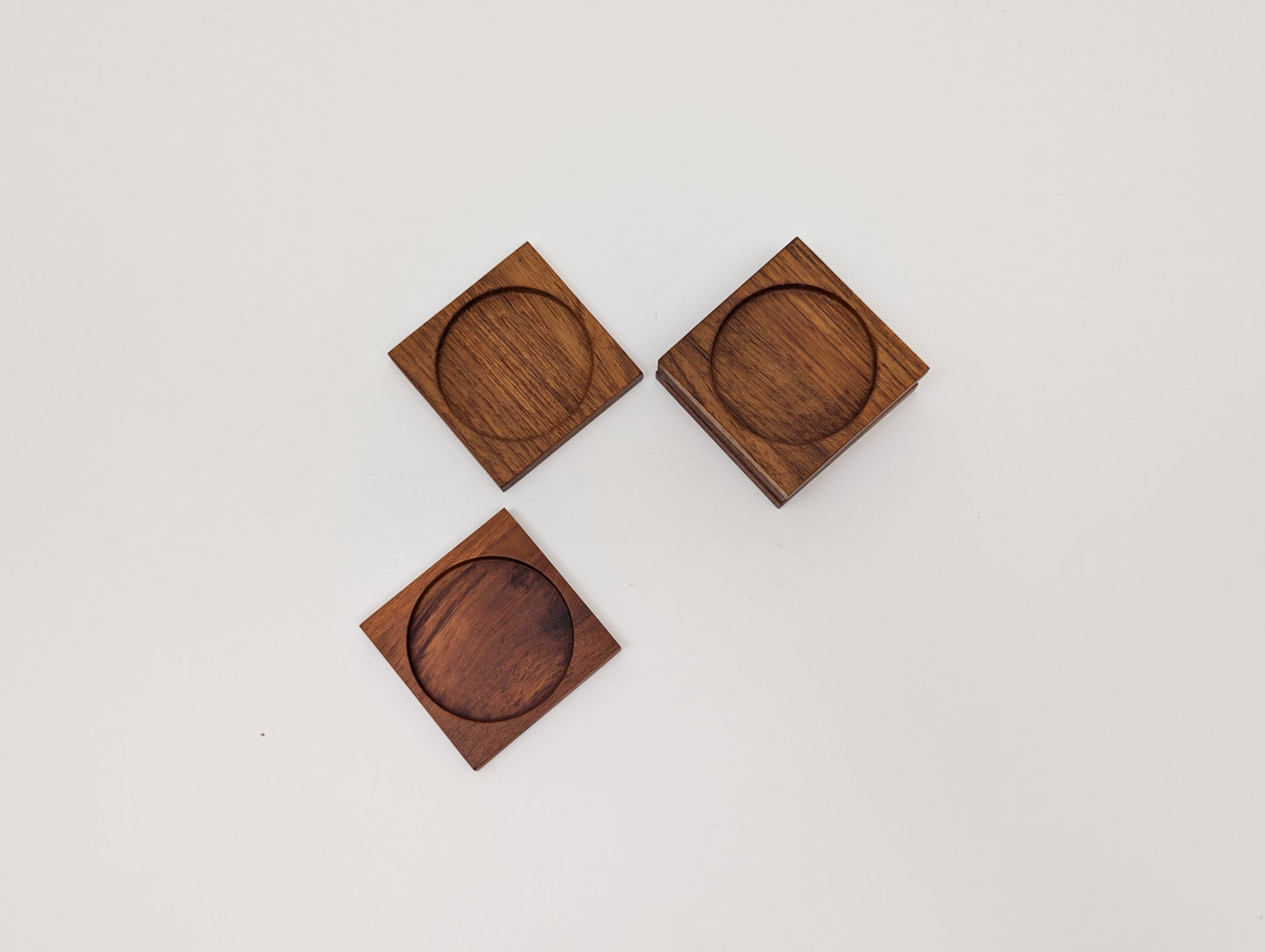 1960s Mid-Century Danish Modern Teak Coaster Set of 5