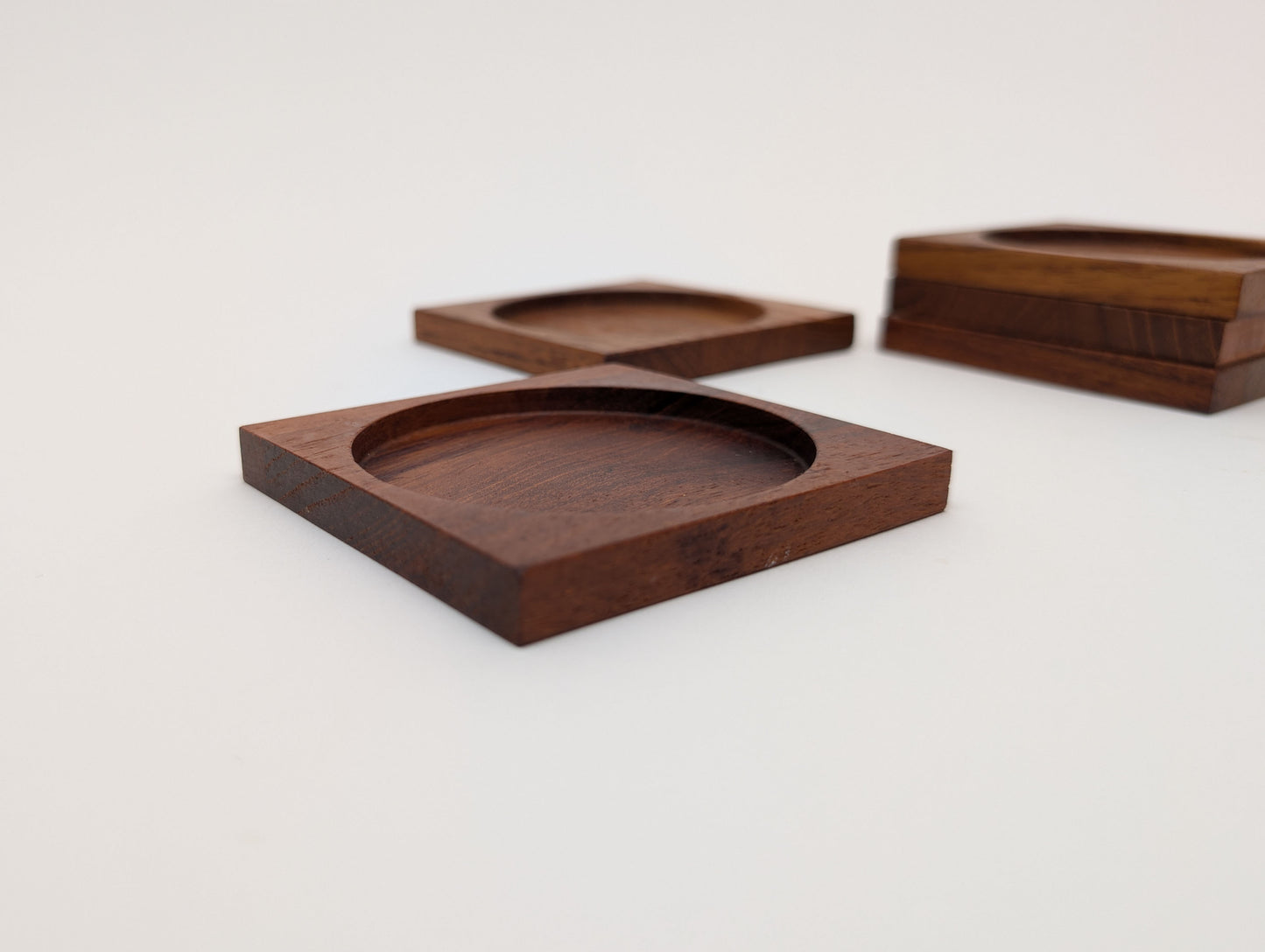 1960s Mid-Century Danish Modern Teak Coaster Set of 5