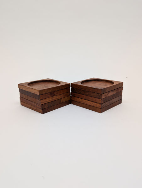 1960s Mid-Century Danish Modern Teak Coaster Set of 5