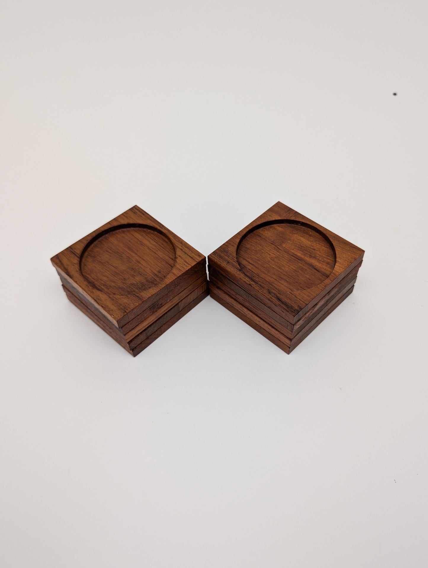 1960s Mid-Century Danish Modern Teak Coaster Set of 5