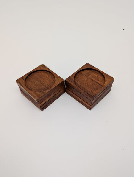 1960s Mid-Century Danish Modern Teak Coaster Set of 5