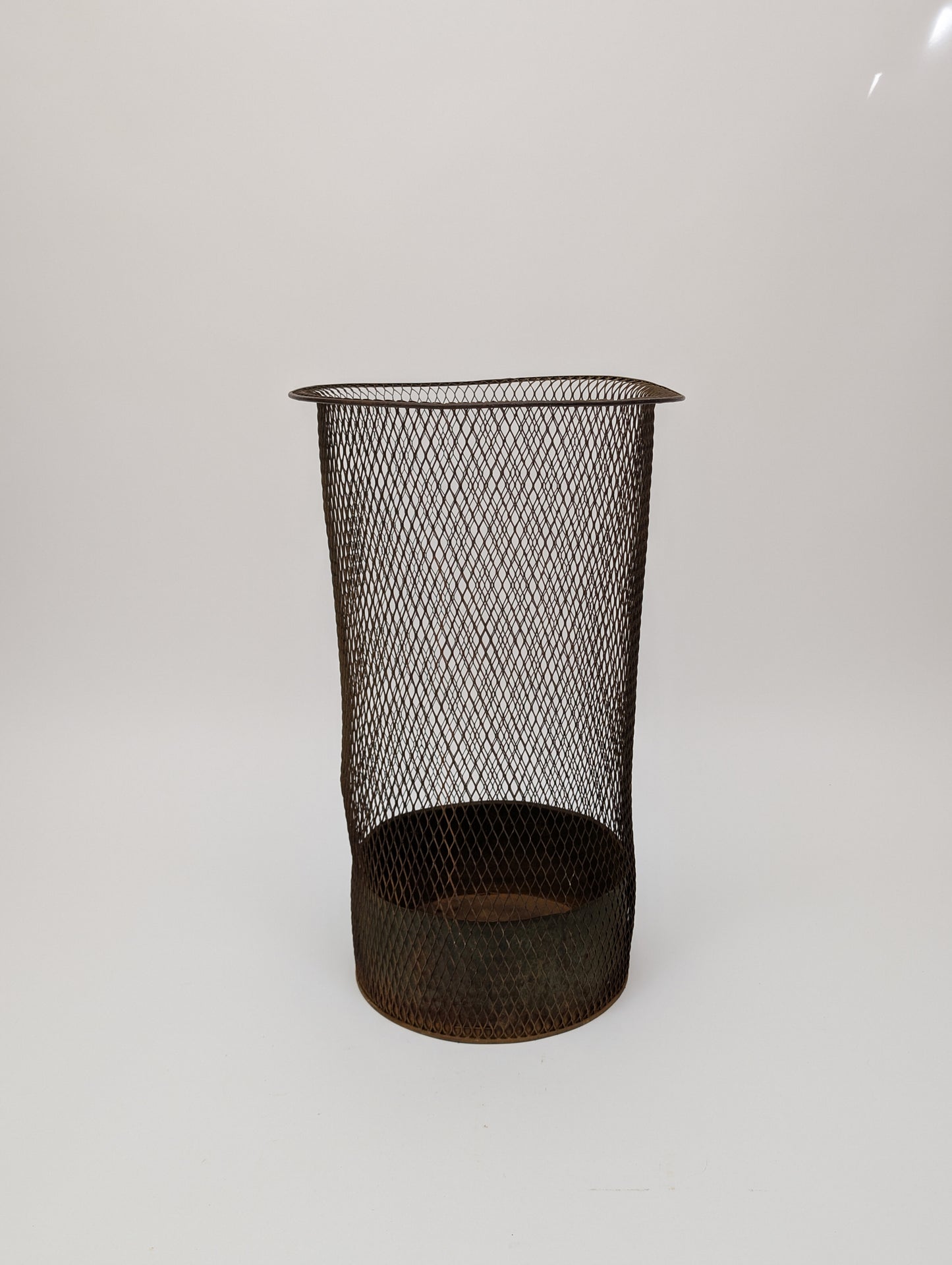 French Tole Split Wire Early 20th Century Trash Can With Liner