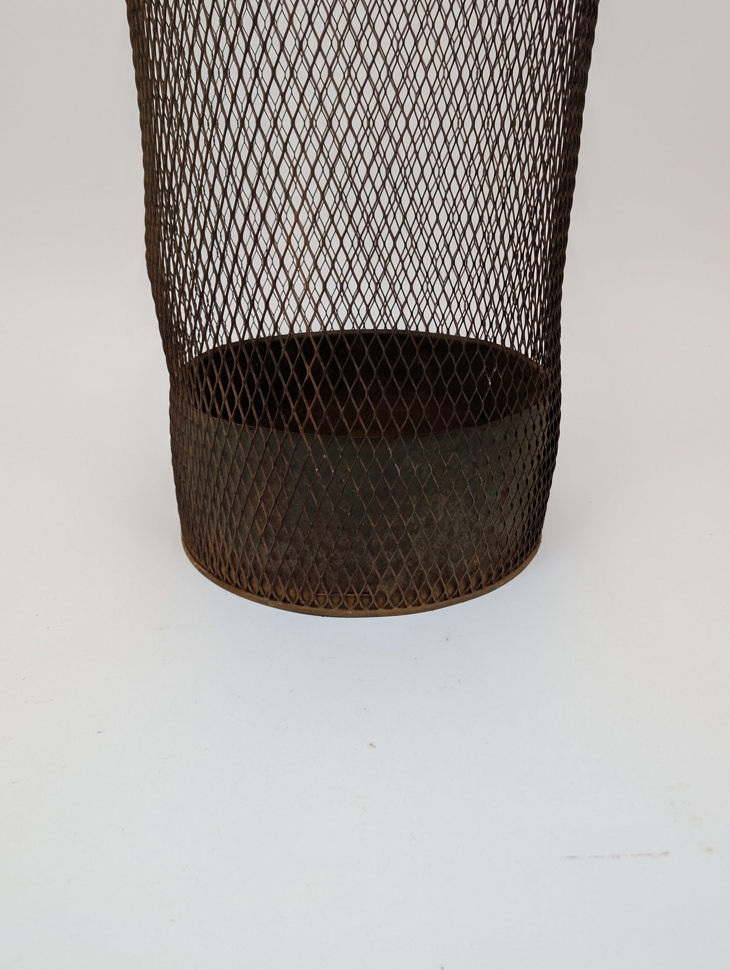 French Tole Split Wire Early 20th Century Trash Can With Liner