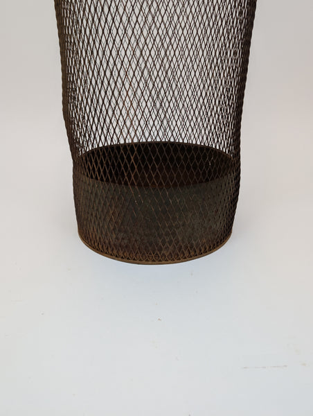 French Tole Split Wire Early 20th Century Trash Can With Liner