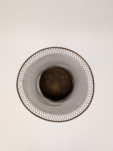 French Tole Split Wire Early 20th Century Trash Can With Liner