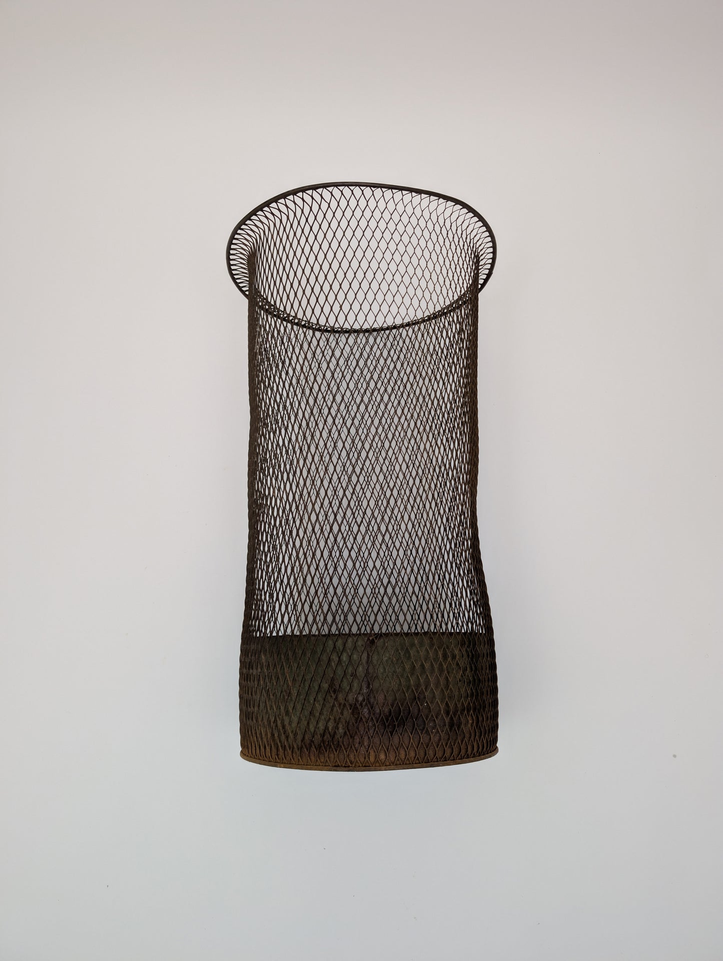 French Tole Split Wire Early 20th Century Trash Can With Liner