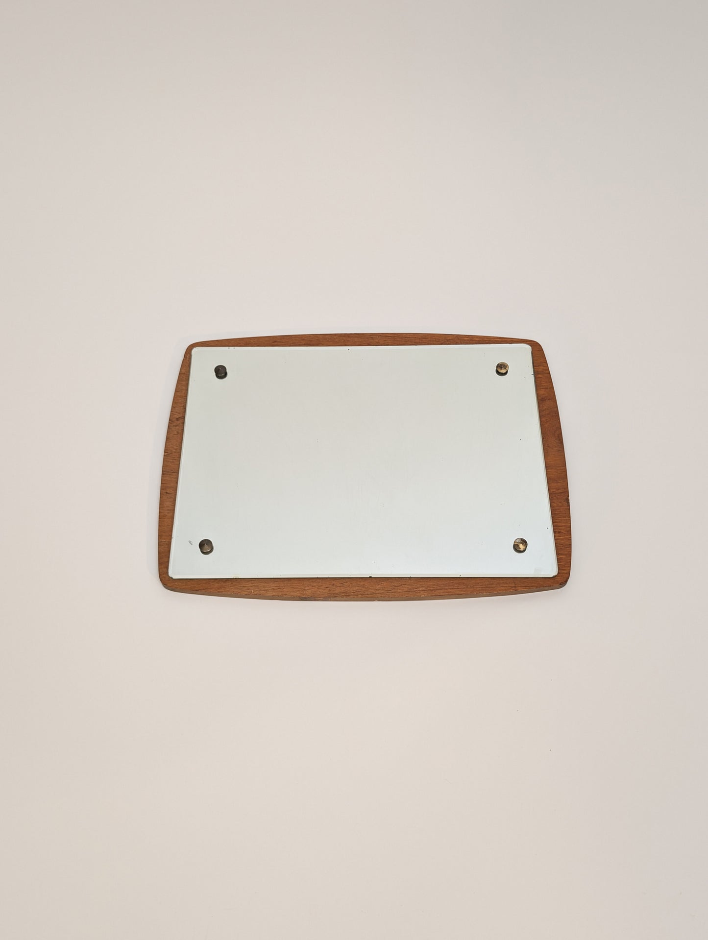 Mid-Century Modern Danish Design Square Wood Framing Wall Mirror, 1960s