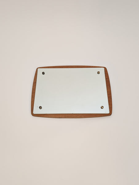 Mid-Century Modern Danish Design Square Wood Framing Wall Mirror, 1960s