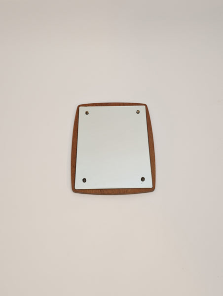 Mid-Century Modern Danish Design Square Wood Framing Wall Mirror, 1960s