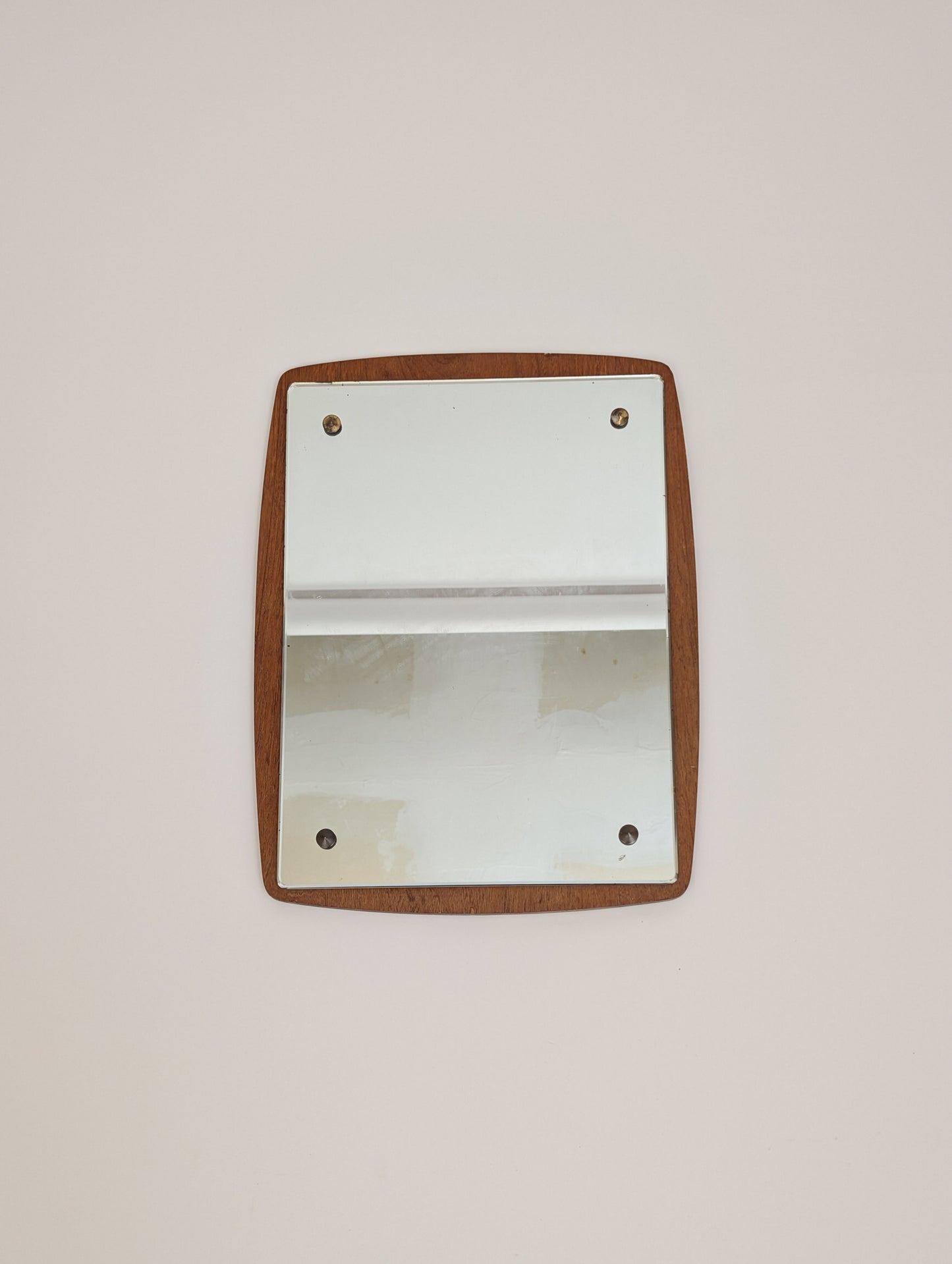 Mid-Century Modern Danish Design Square Wood Framing Wall Mirror, 1960s