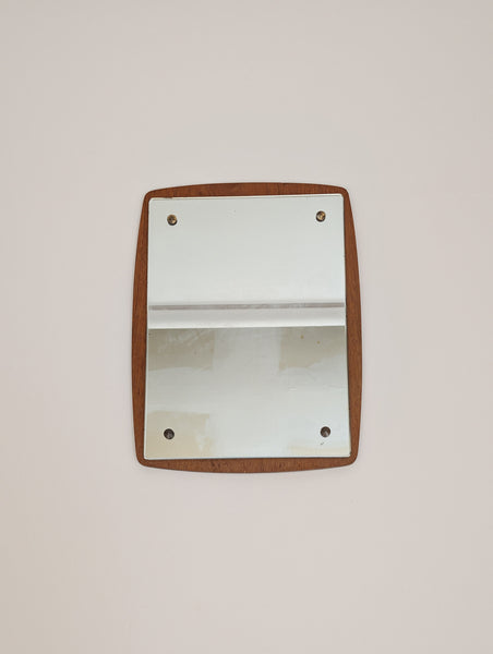Mid-Century Modern Danish Design Square Wood Framing Wall Mirror, 1960s