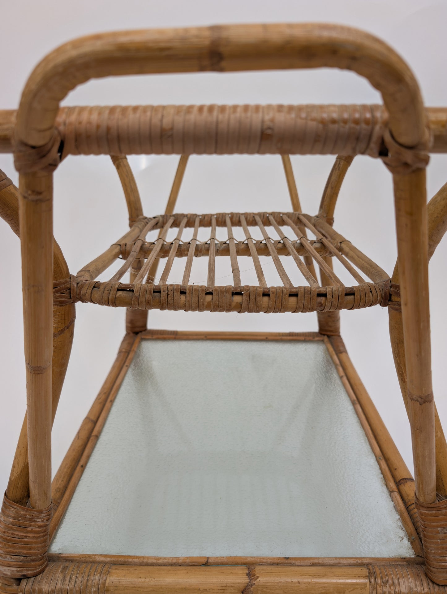 Vintage Bamboo Trolley and Serving Trolley, 1960s