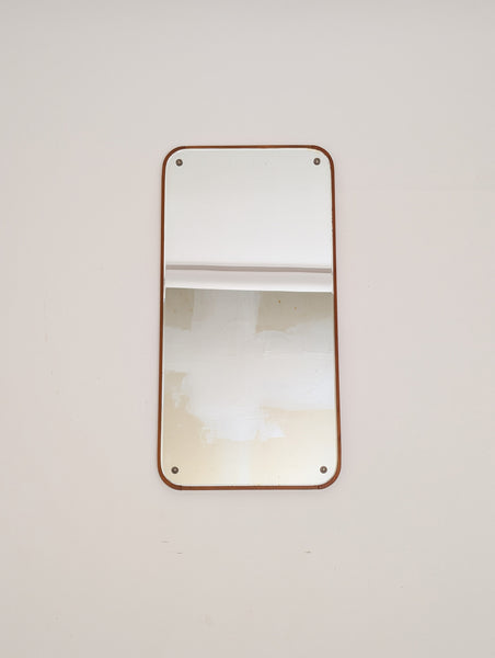Mid-Century Modern Danish Design Rectangular Wood Framing Wall Mirror, 1960s