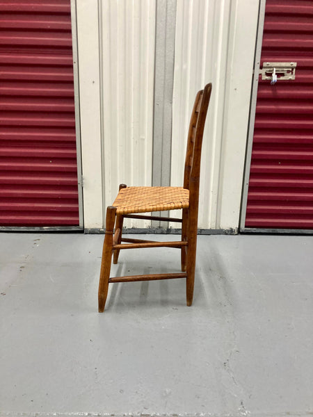 Antique Danish Rustic Shaker Style Woven Seat Chair