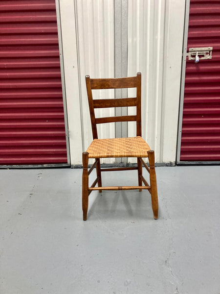 Antique Danish Rustic Shaker Style Woven Seat Chair