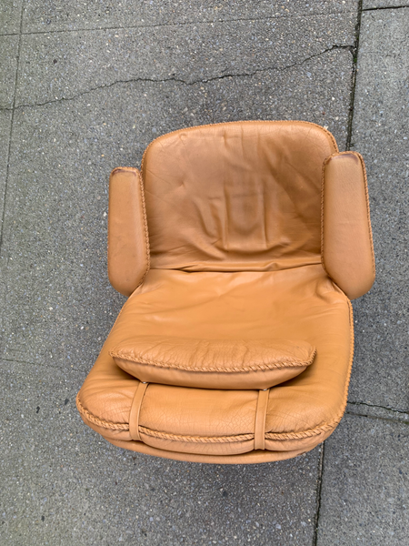 Danish Buffalo Leather Adjustable Armchair by M&S Mobler, 1960s