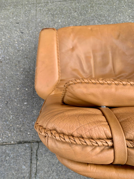 Danish Buffalo Leather Adjustable Armchair by M&S Mobler, 1960s