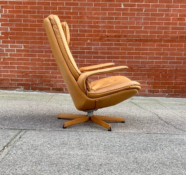Danish Buffalo Leather Adjustable Armchair by M&S Mobler, 1960s