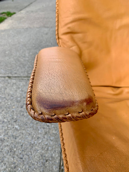 Danish Buffalo Leather Adjustable Armchair by M&S Mobler, 1960s