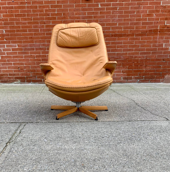 Danish Buffalo Leather Adjustable Armchair by M&S Mobler, 1960s