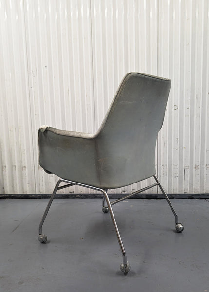 Mirja Dux Easy Chair Grey-Blue Colored Leather Cushions Scandinavian Modern 1970s