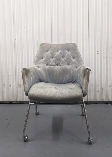Mirja Dux Easy Chair Grey-Blue Colored Leather Cushions Scandinavian Modern 1970s