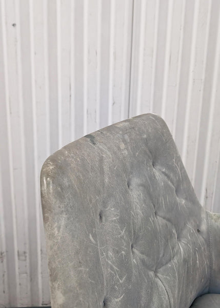 Mirja Dux Easy Chair Grey-Blue Colored Leather Cushions Scandinavian Modern 1970s