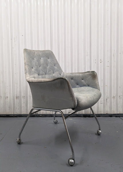 Mirja Dux Easy Chair Grey-Blue Colored Leather Cushions Scandinavian Modern 1970s