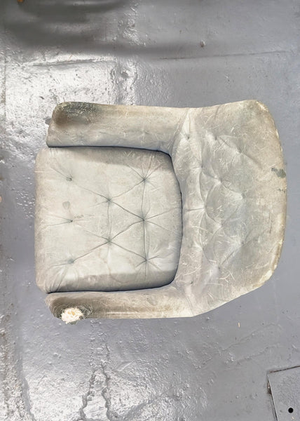 Mirja Dux Easy Chair Grey-Blue Colored Leather Cushions Scandinavian Modern 1970s