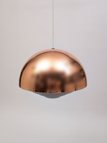 1960s Large Danish Copper Pendant Lamp