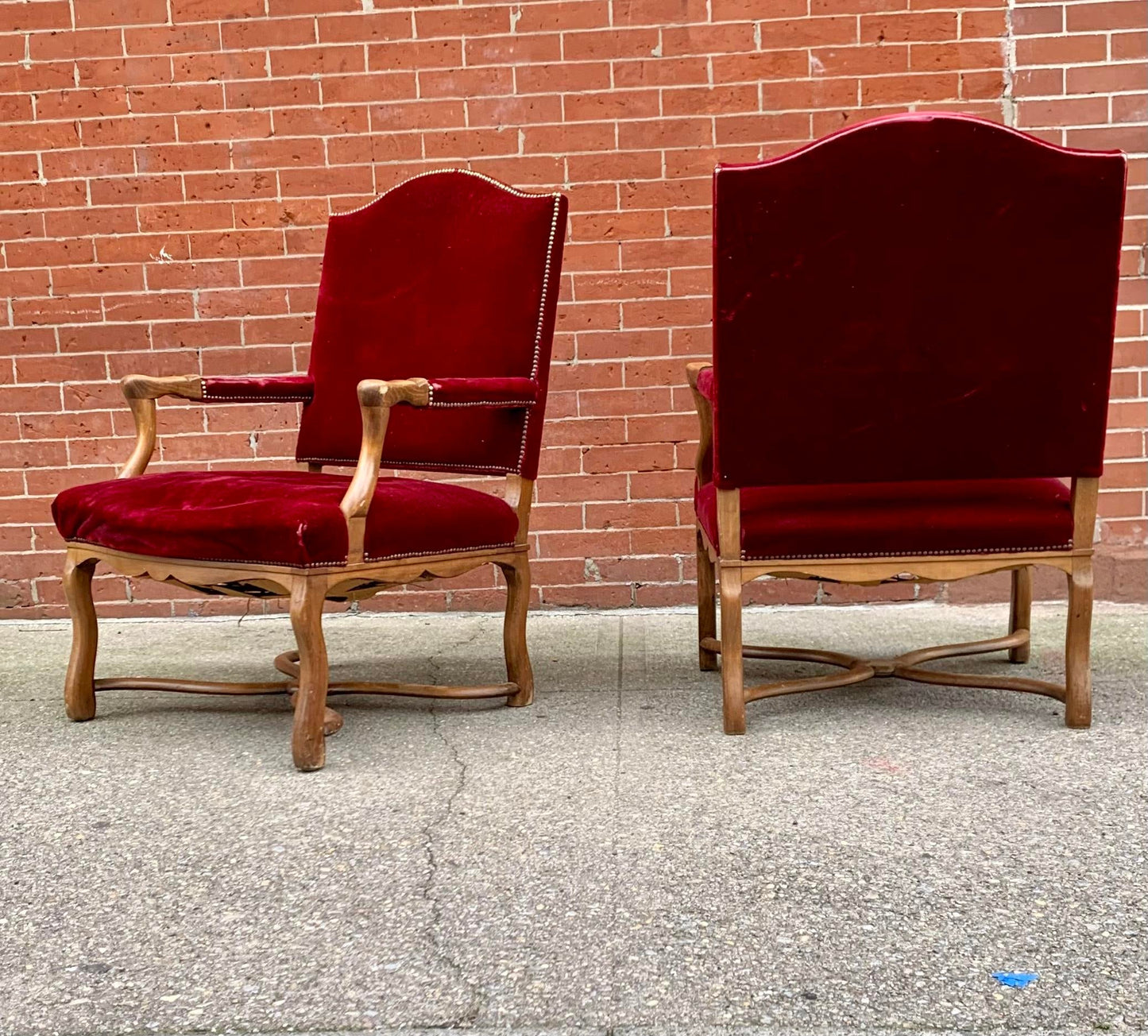 Pair of Antique Os De Mouton Arm Chairs