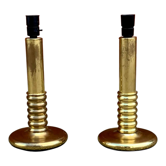 Pair of Brass Table Lamps, Swedish Design, 1970s