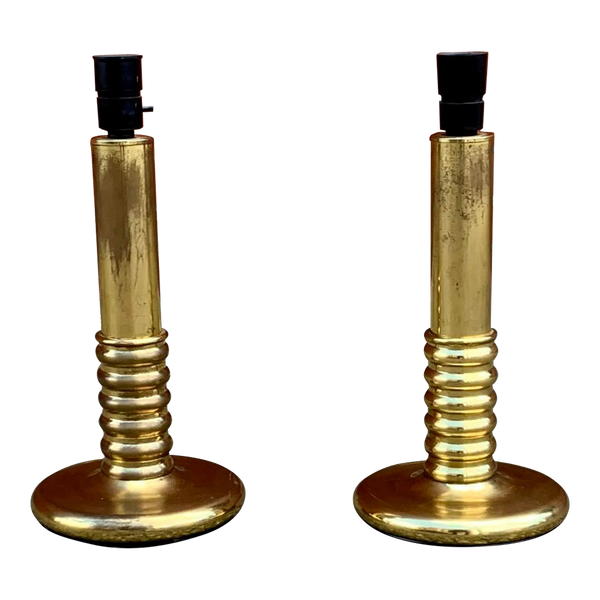 Pair of Brass Table Lamps, Swedish Design, 1970s