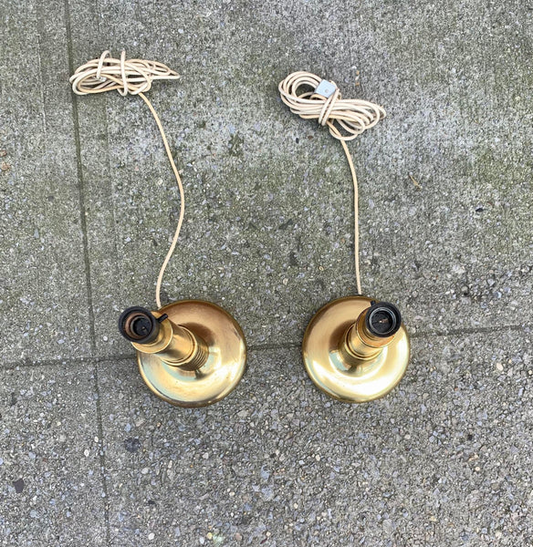 Pair of Brass Table Lamps, Swedish Design, 1970s