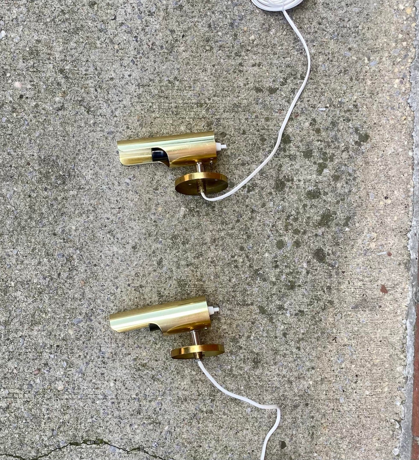 Pair of Mid-Century Wall Lights in Brass