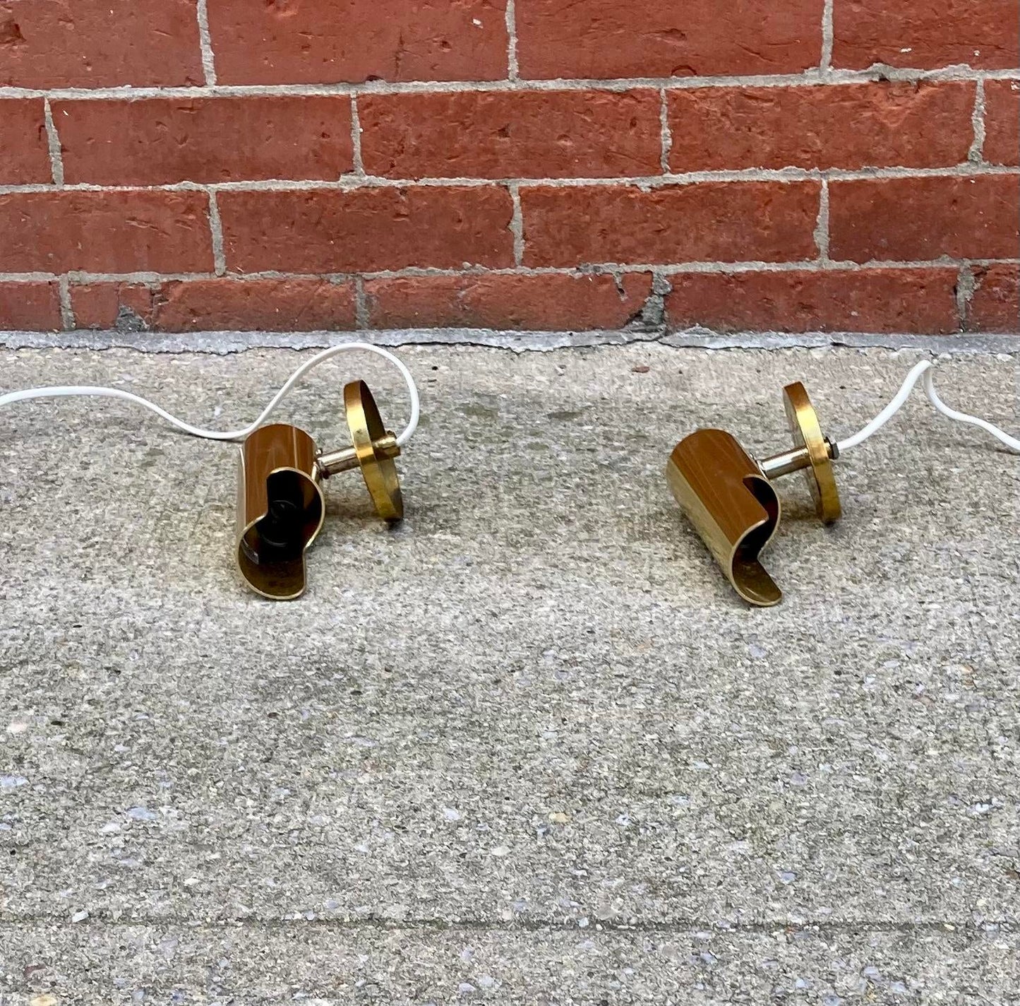 Pair of Mid-Century Wall Lights in Brass