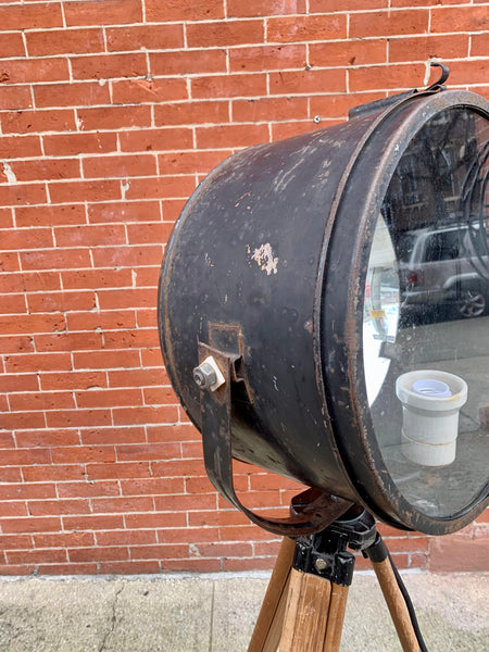 Vintage Industrial Spot Light Floor Lamp in Clear Glass
