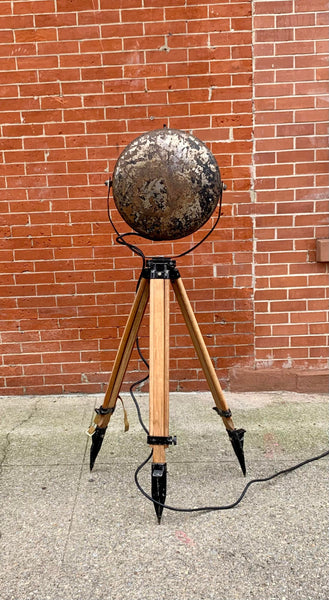 Vintage Industrial Spot Light Floor Lamp in Clear Glass