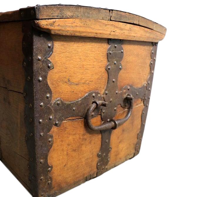 18th Century Oak and Wrought Iron Trunk