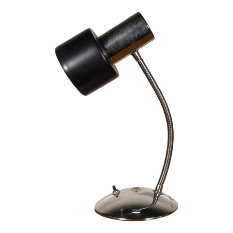1960s Danish Style Black Metal Table Lamp