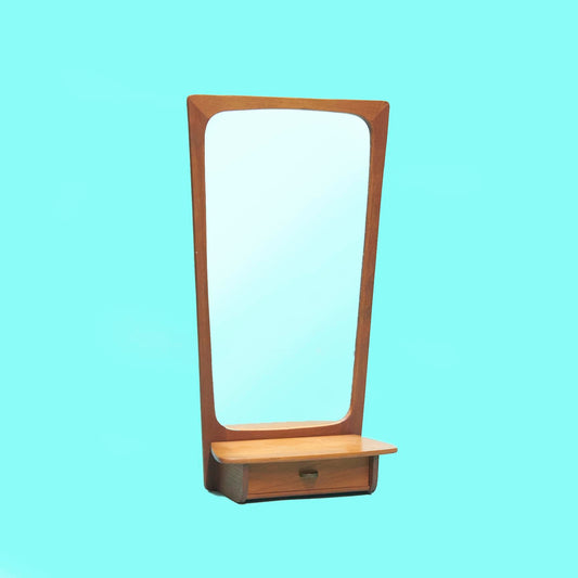 1960s Wall Mounted Teak Mirror With Storage
