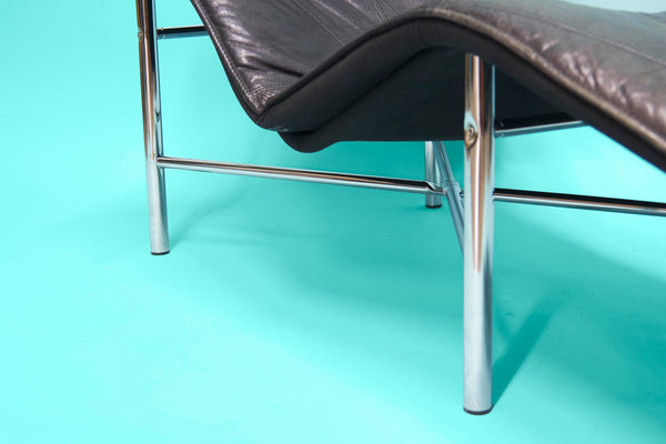 1970s Black Leather ‘Skye’ Chaise Longue by Tord Björklund, Sweden