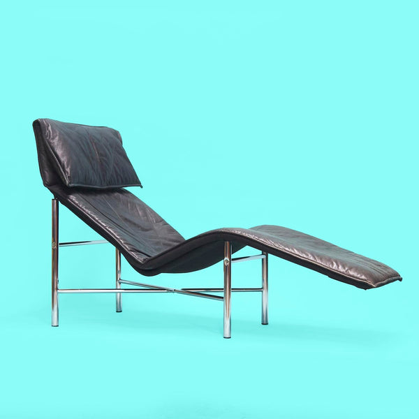 1970s Black Leather ‘Skye’ Chaise Longue by Tord Björklund, Sweden