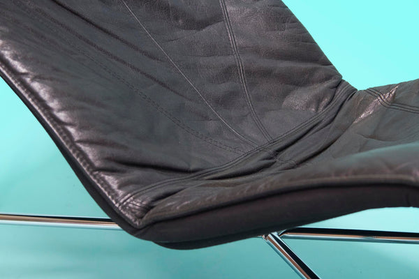 1970s Black Leather ‘Skye’ Chaise Longue by Tord Björklund, Sweden