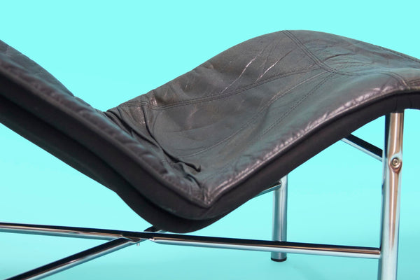 1970s Black Leather ‘Skye’ Chaise Longue by Tord Björklund, Sweden
