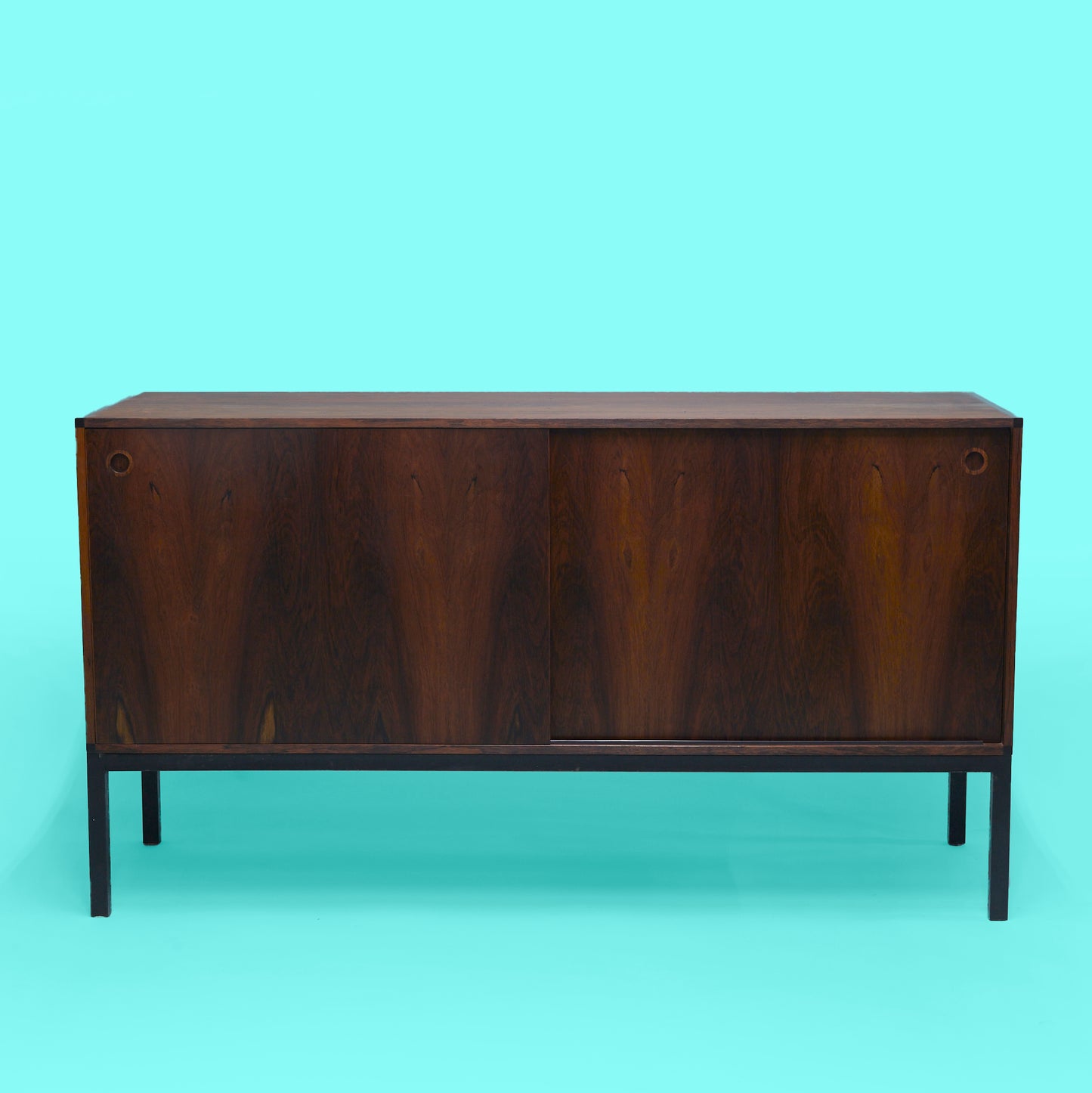 Midcentury Danish Modern Credenza or Cabinet in Rosewood with Black Legs